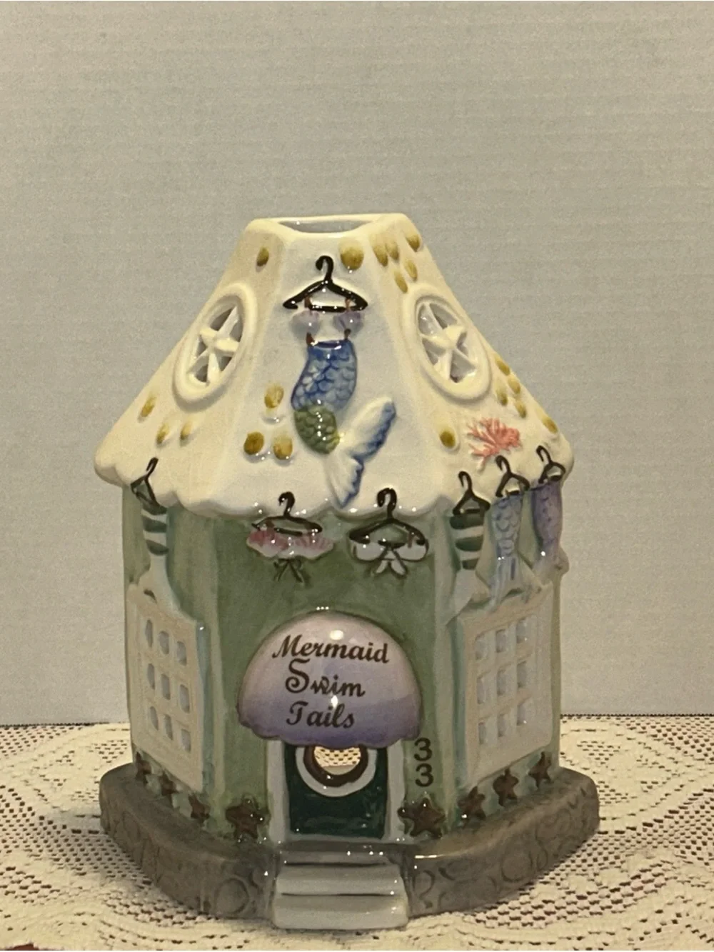 NWT Blue sky clayworks Mermaid swim tails Ceramic Tea light Holder 2019